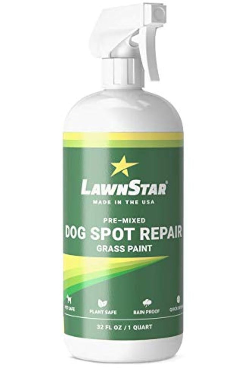 LawnStar طلاء إصلاح بقع الكلاب على العشب، جاهز للرش - يغطي بقع الاحتراق البني على العشب (32 أونصة سائلة) - Image 1